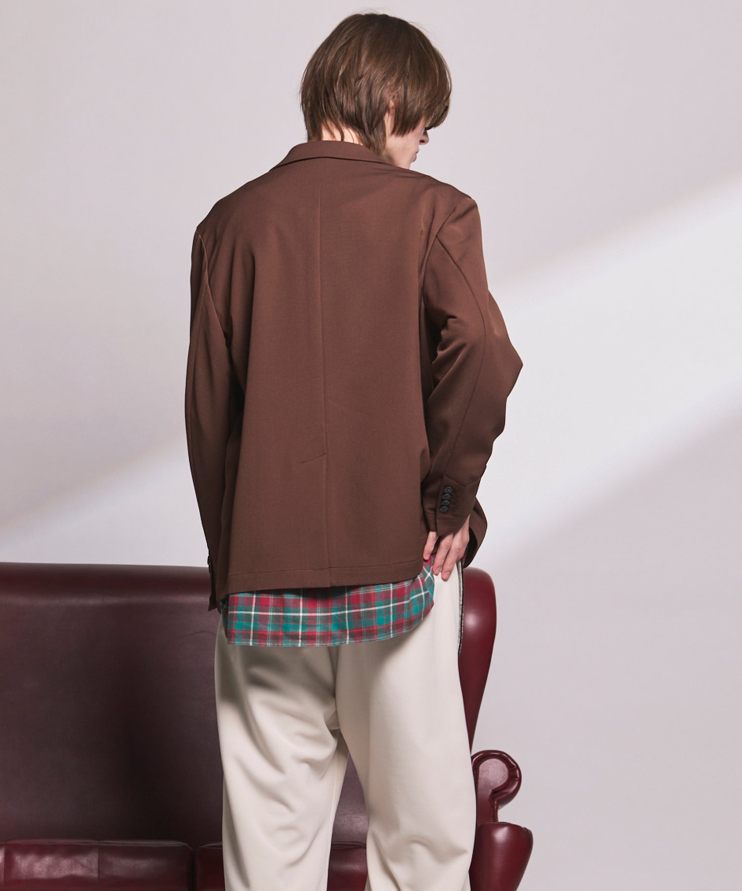 4种颜色Chambray可洗羊毛峰峰双胸夹克