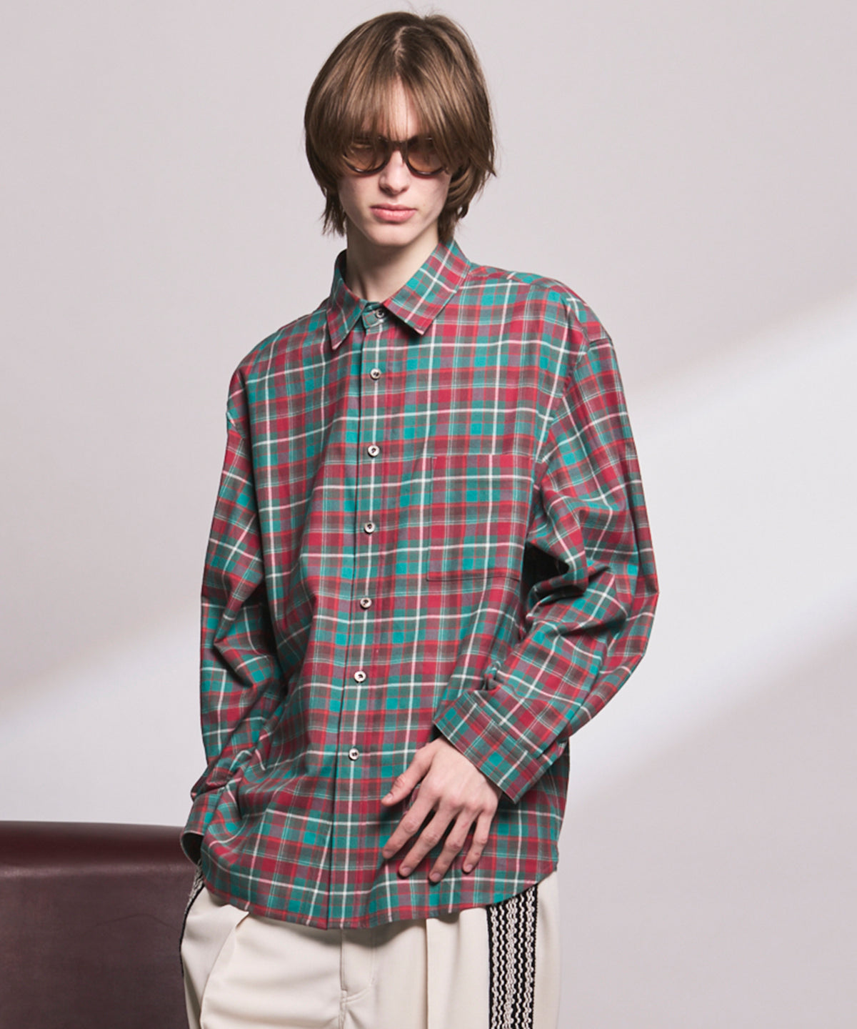 【Italian Dead Stock Fabric】Regular Collar Prime-Over Shirt