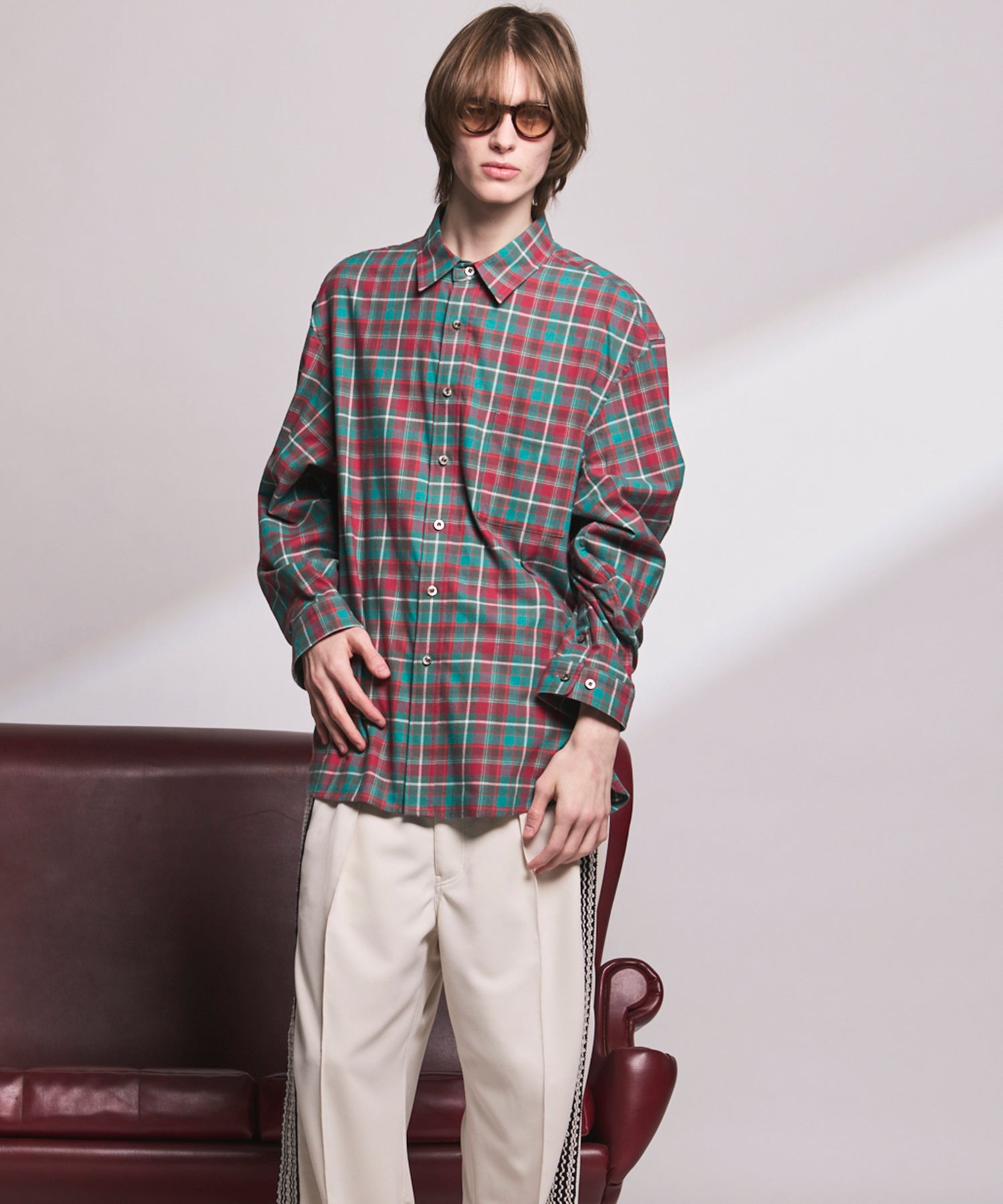 【Italian Dead Stock Fabric】Regular Collar Prime-Over Shirt