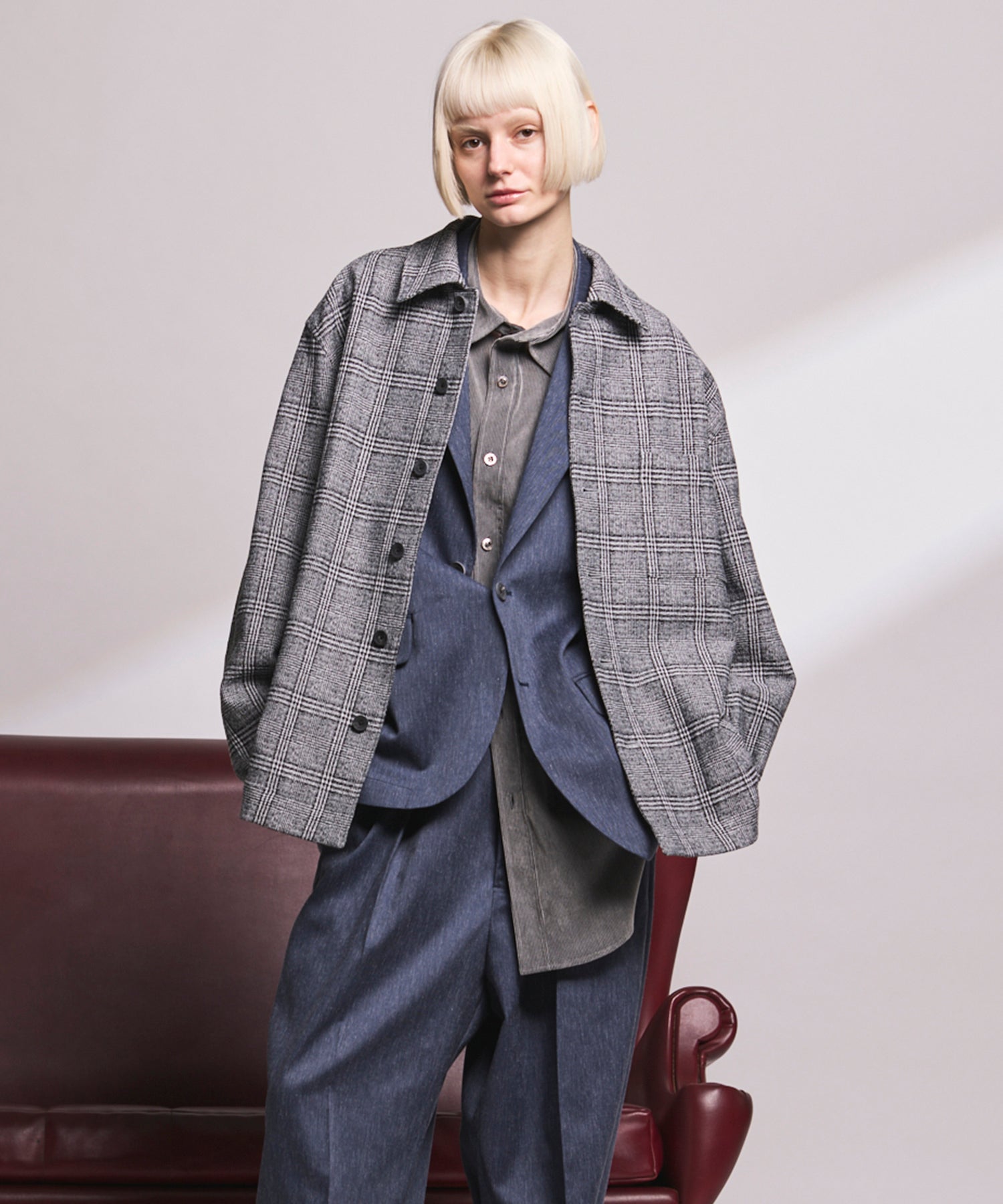 【Italian Dead Stock Fabric】Prime-Over Regular Collar Heavy-Weight Flannel Shirt Blouson