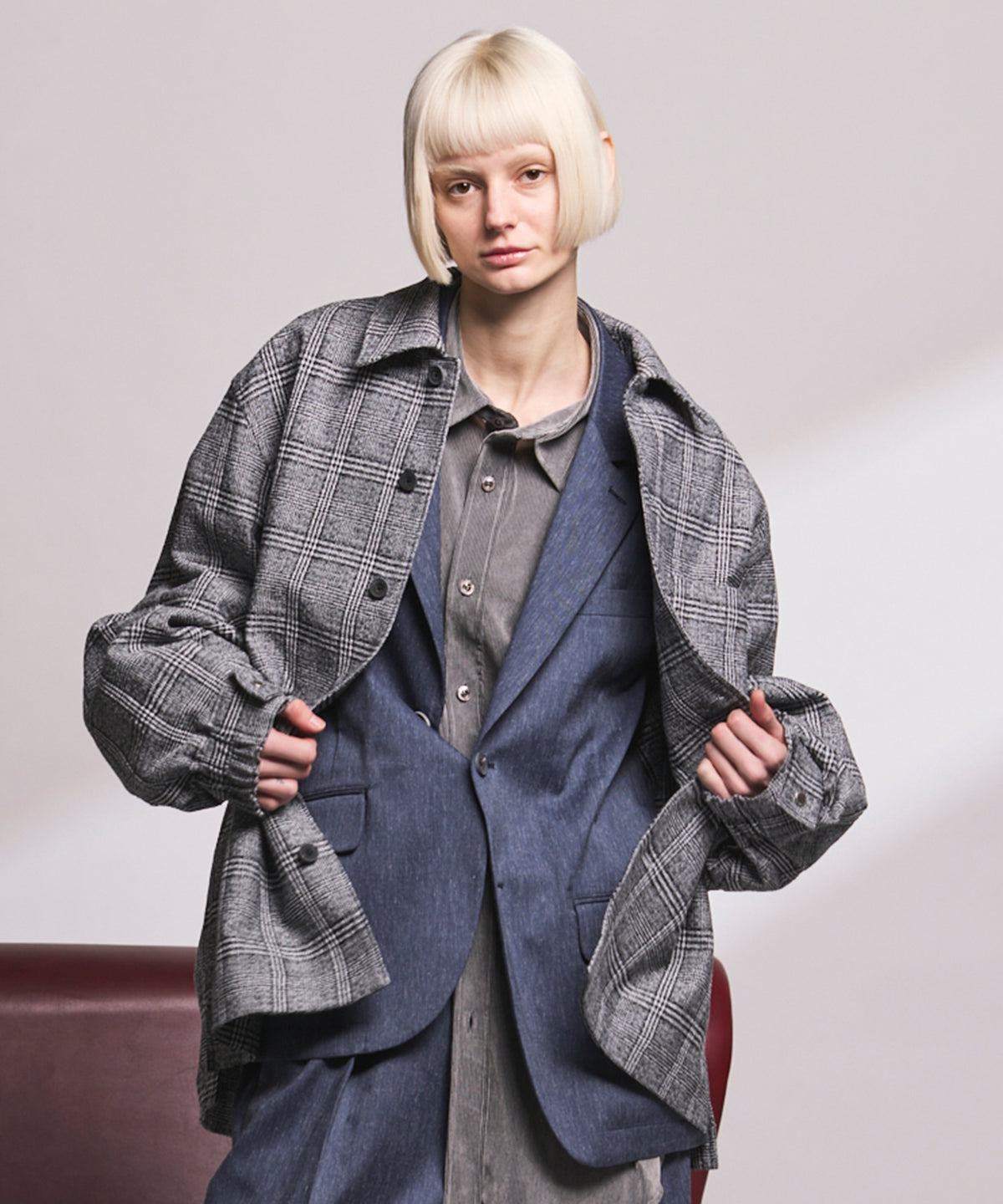 【Italian Dead Stock Fabric】Prime-Over Regular Collar Heavy-Weight Flannel Shirt Blouson