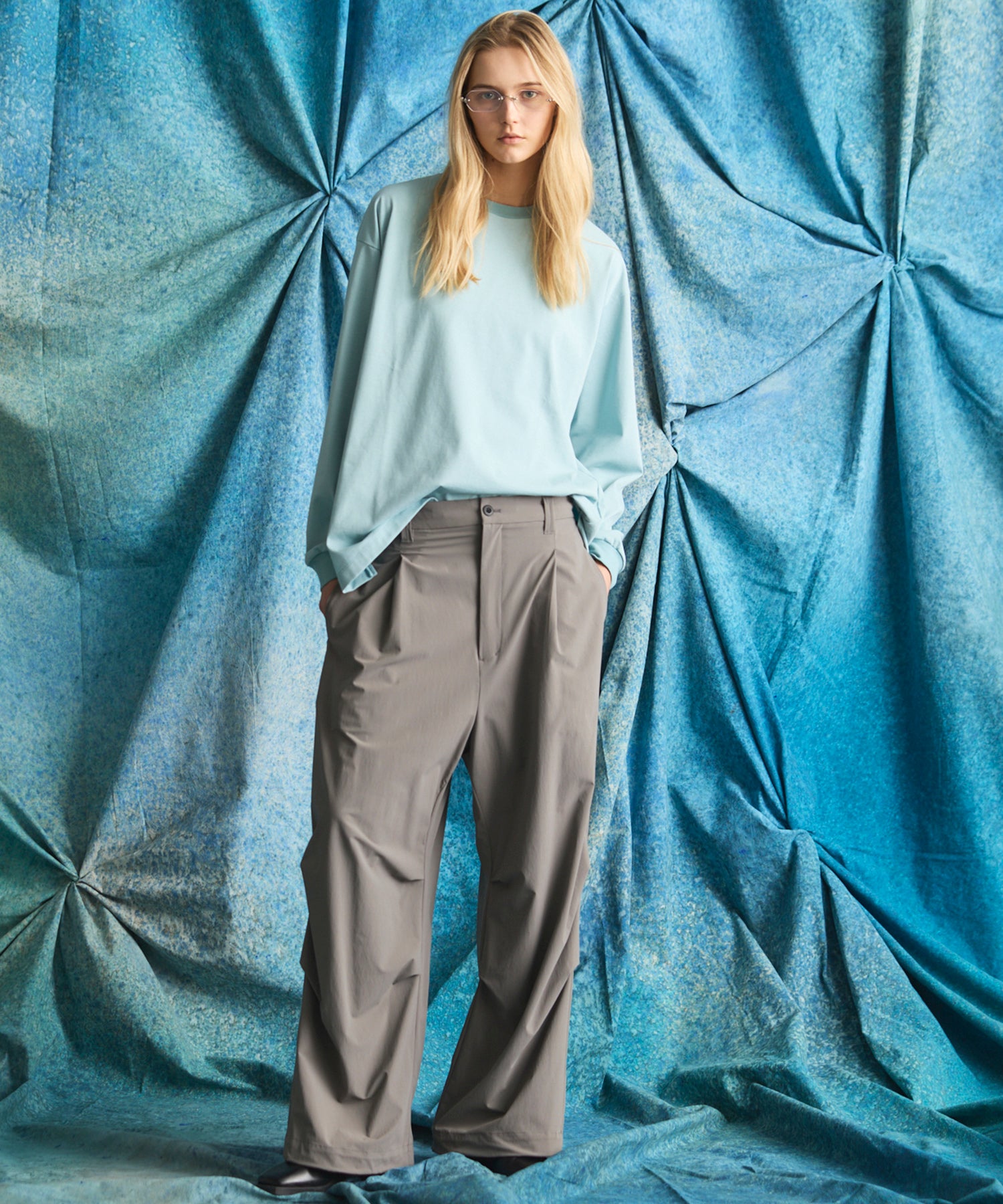 4 Colors Chambray Washable Wool Peaked Lapel Double Breasted Jacket