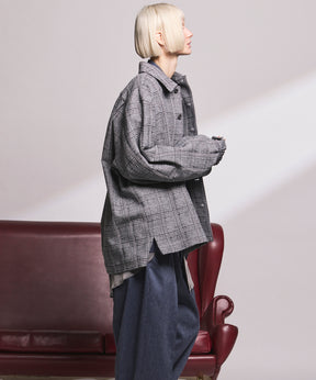 【Italian Dead Stock Fabric】Prime-Over Regular Collar Heavy-Weight Flannel Shirt Blouson