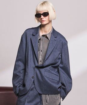 4 색 샹 브레이 세탁 가능한 양모 피크 라펠 더블 가슴 재킷