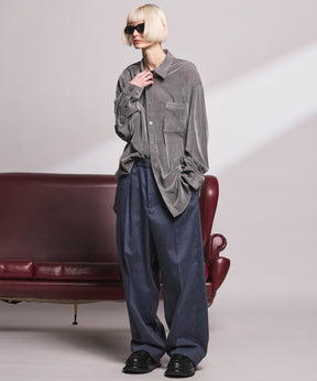 Prime-Over Flocky Print Regular Collar Shirt Coat