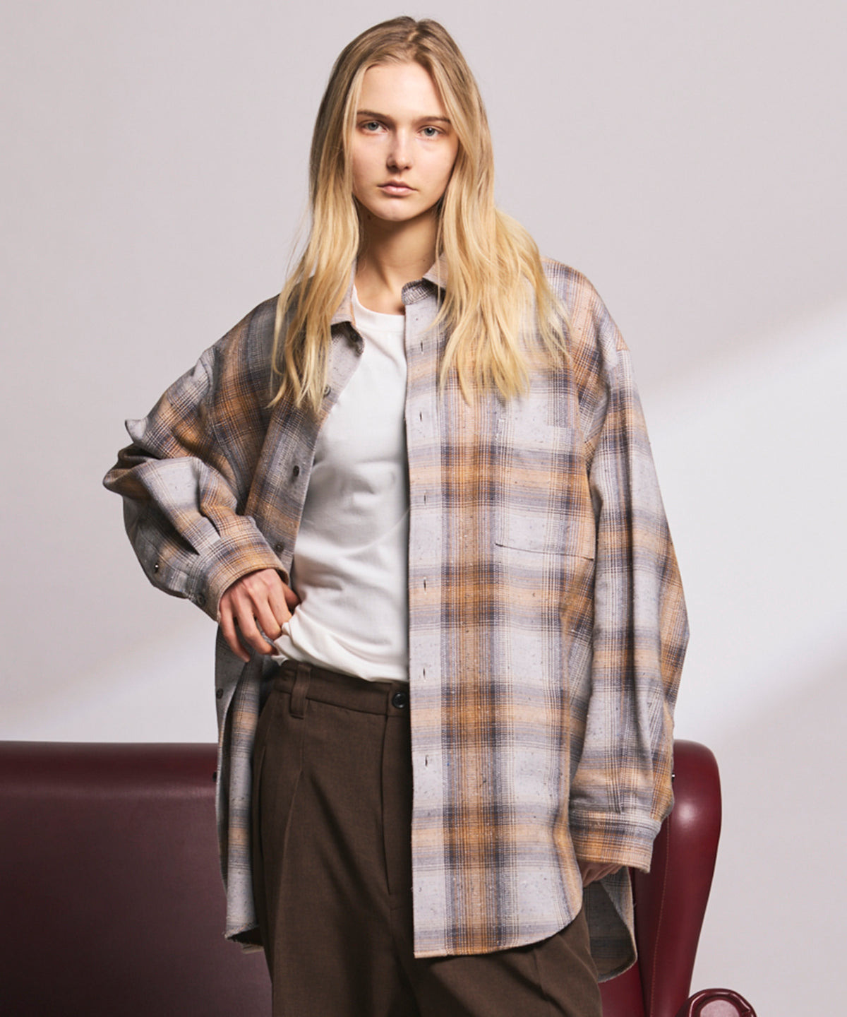 【Italian Dead Stock Fabric】Prime-Over Maxi Regular Collar Shirts Coat