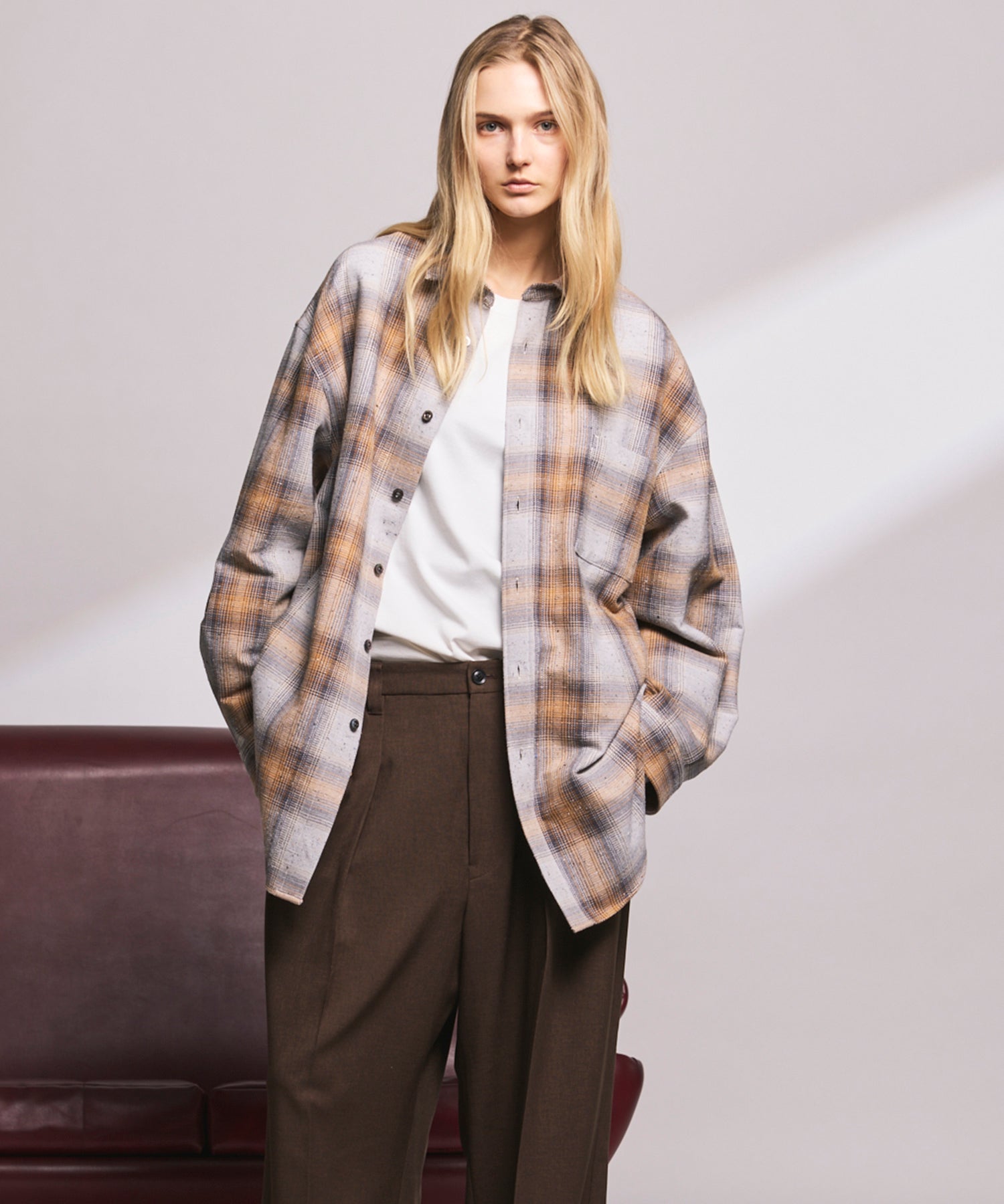 【Italian Dead Stock Fabric】Prime-Over Maxi Regular Collar Shirts Coat