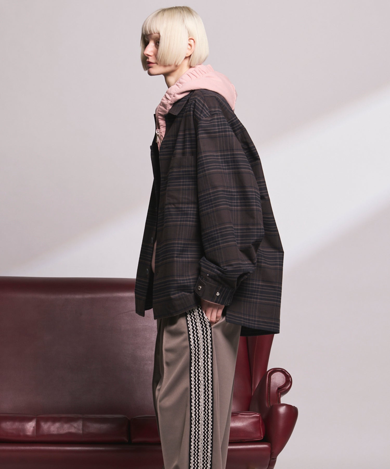 【Italian Dead Stock Fabric】Prime-Over Regular Collar Heavy-Weight Flannel Shirt Blouson