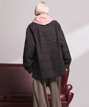 【Italian Dead Stock Fabric】Prime-Over Regular Collar Heavy-Weight Flannel Shirt Blouson