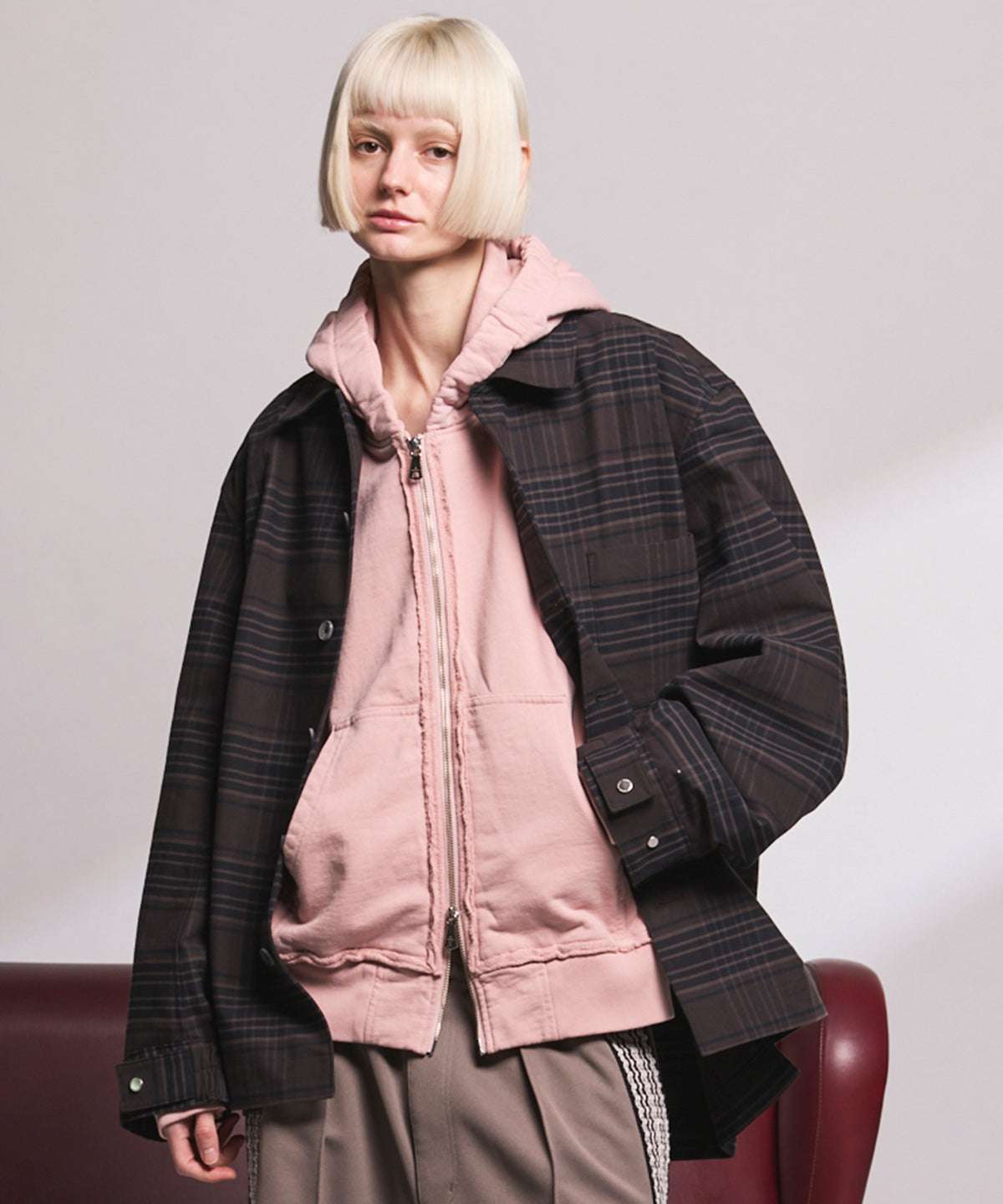 【Italian Dead Stock Fabric】Prime-Over Regular Collar Heavy-Weight Flannel Shirt Blouson