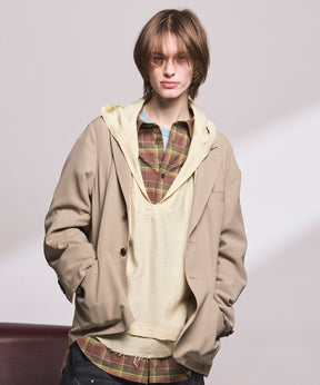 4 Colors Chambray Washable Wool Peaked Lapel Double Breasted Jacket