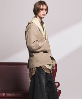 4 Colors Chambray Washable Wool Peaked Lapel Double Breasted Jacket