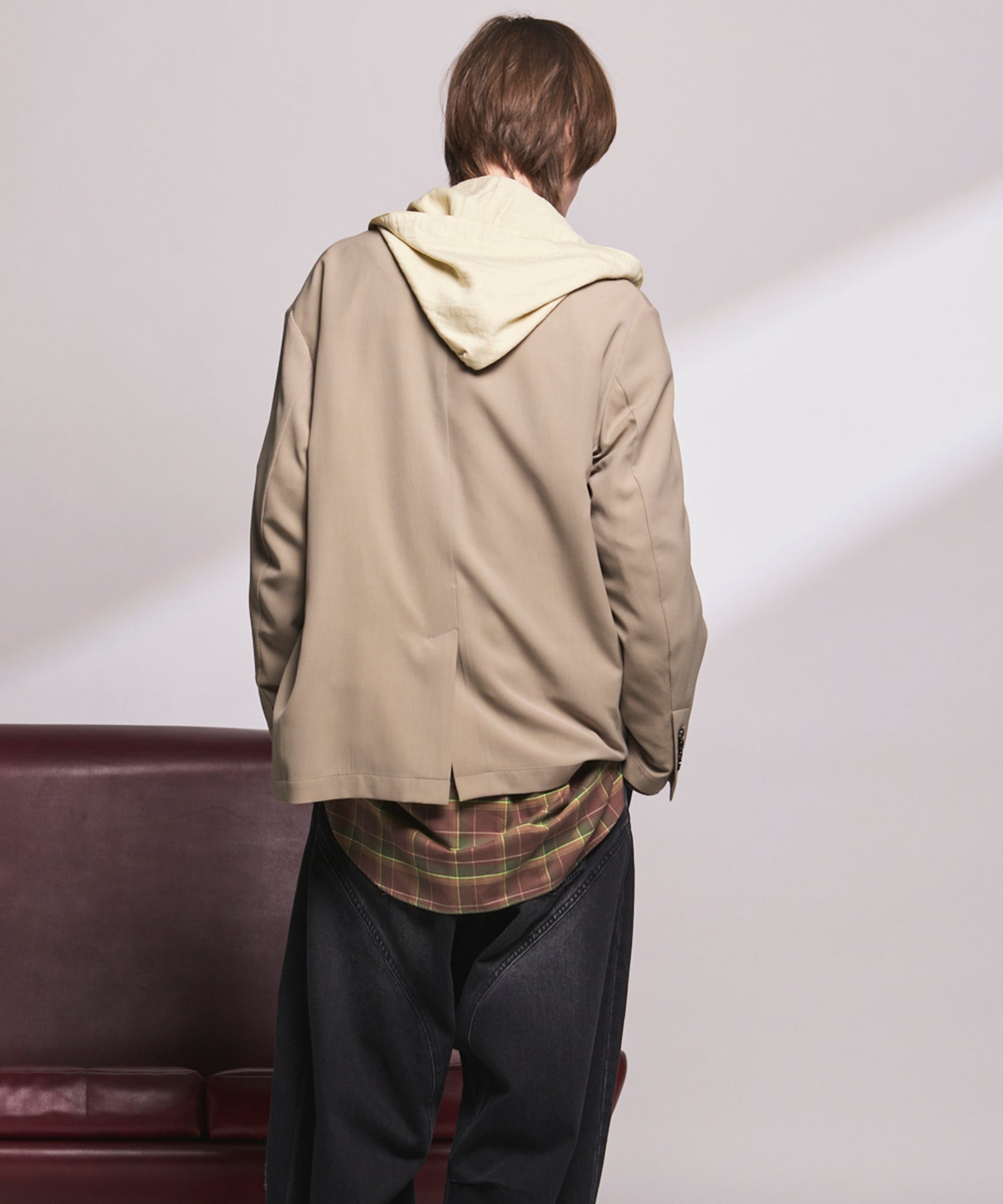 4 Colors Chambray Washable Wool Peaked Lapel Double Breasted Jacket