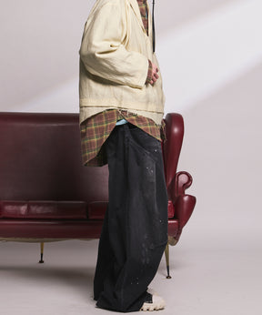 3D Cut Prime-Wide Gathered Denim Pants