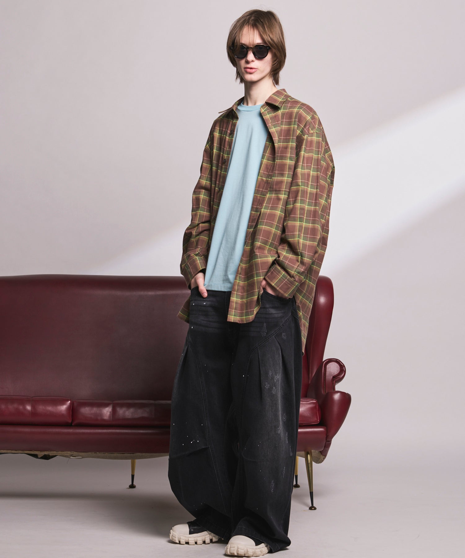 3D Cut Prime-Wide Gathered Denim Pants