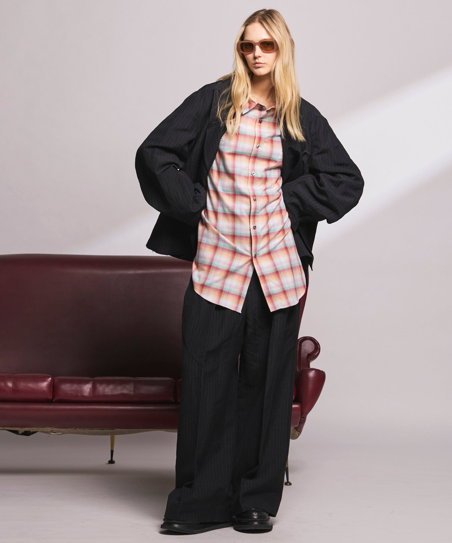 4 Colors Chambray Washable Wool Peaked Lapel Double Breasted Jacket