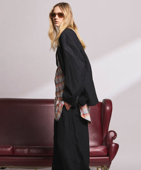 4 Colors Chambray Washable Wool Peaked Lapel Double Breasted Jacket