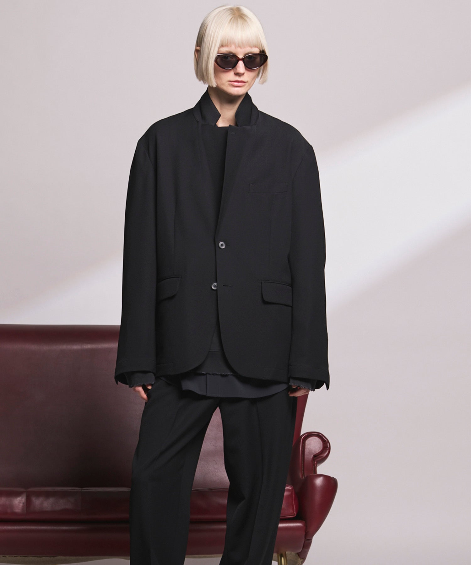 4种颜色Chambray可洗羊毛峰峰双胸夹克