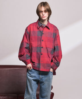 【Italian Dead Stock Fabric】Prime-Over Regular Collar Heavy-Weight Flannel Shirt Blouson