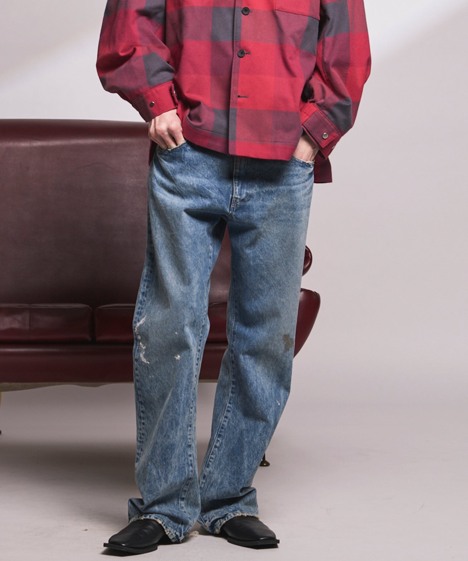 【26SS PRE-ORDER】【Vintage Style Denim Fabric】Semi-flared Denim Pants