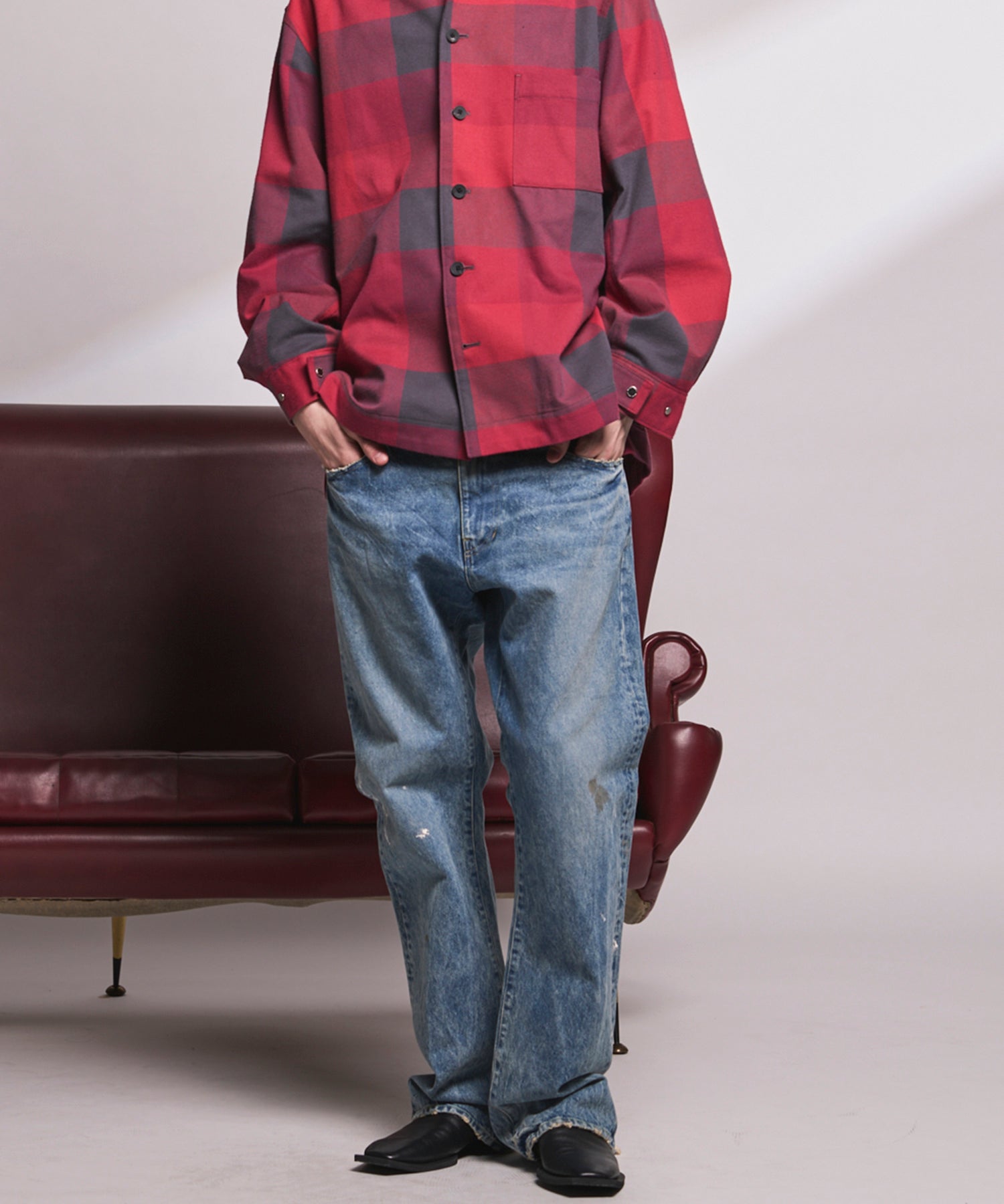 【26SS PRE-ORDER】【Vintage Style Denim Fabric】Semi-flared Denim Pants