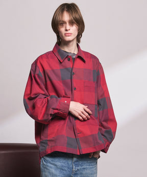 【Italian Dead Stock Fabric】Prime-Over Regular Collar Heavy-Weight Flannel Shirt Blouson
