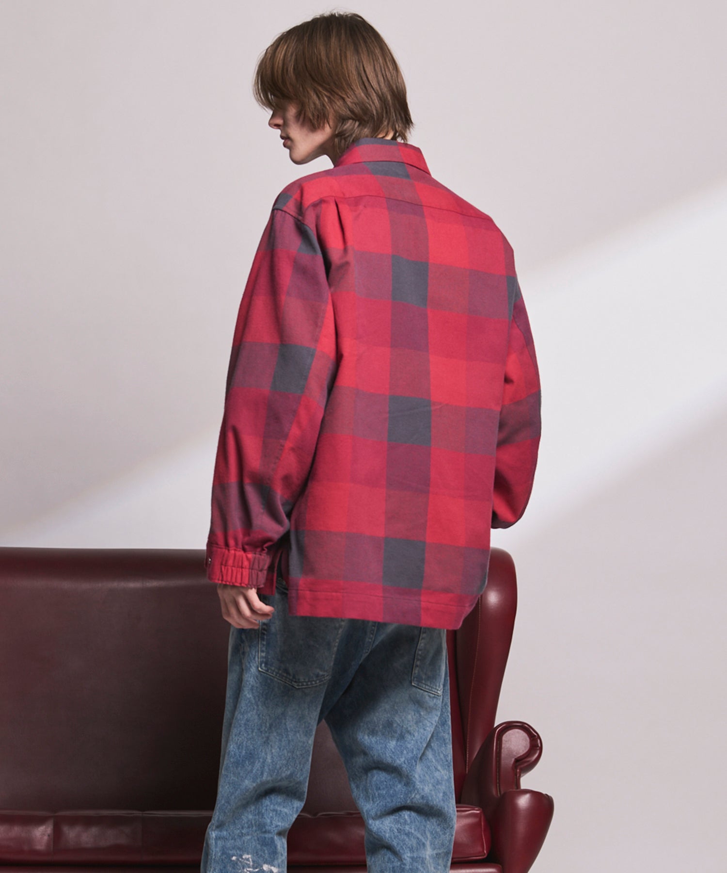 【Italian Dead Stock Fabric】Prime-Over Regular Collar Heavy-Weight Flannel Shirt Blouson