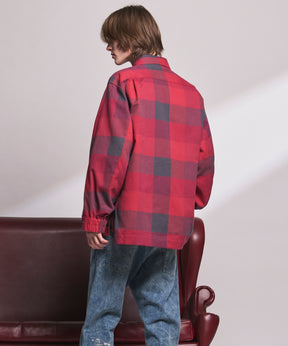 【Italian Dead Stock Fabric】Prime-Over Regular Collar Heavy-Weight Flannel Shirt Blouson