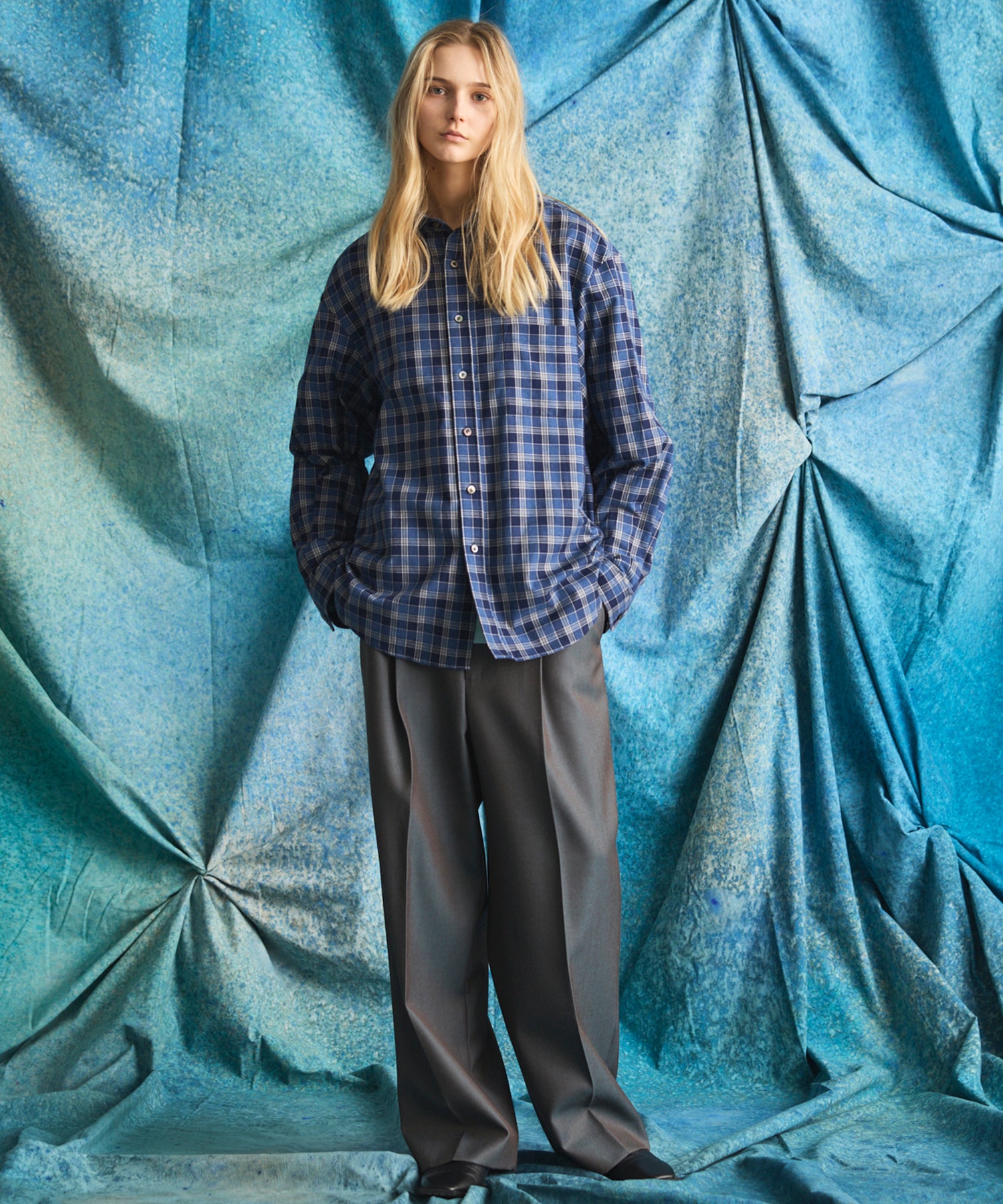 【Italian Dead Stock Fabric】Regular Collar Prime-Over Shirt