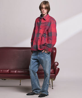 【Italian Dead Stock Fabric】Prime-Over Regular Collar Heavy-Weight Flannel Shirt Blouson