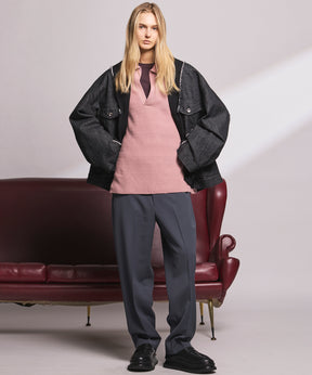 4 Colors Chambray Washable Wool Peaked Lapel Double Breasted Jacket