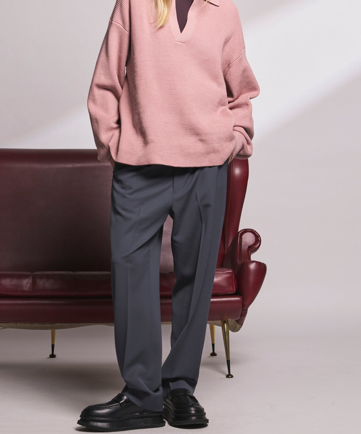 4 Colors Chambray Washable Wool Peaked Lapel Double Breasted Jacket