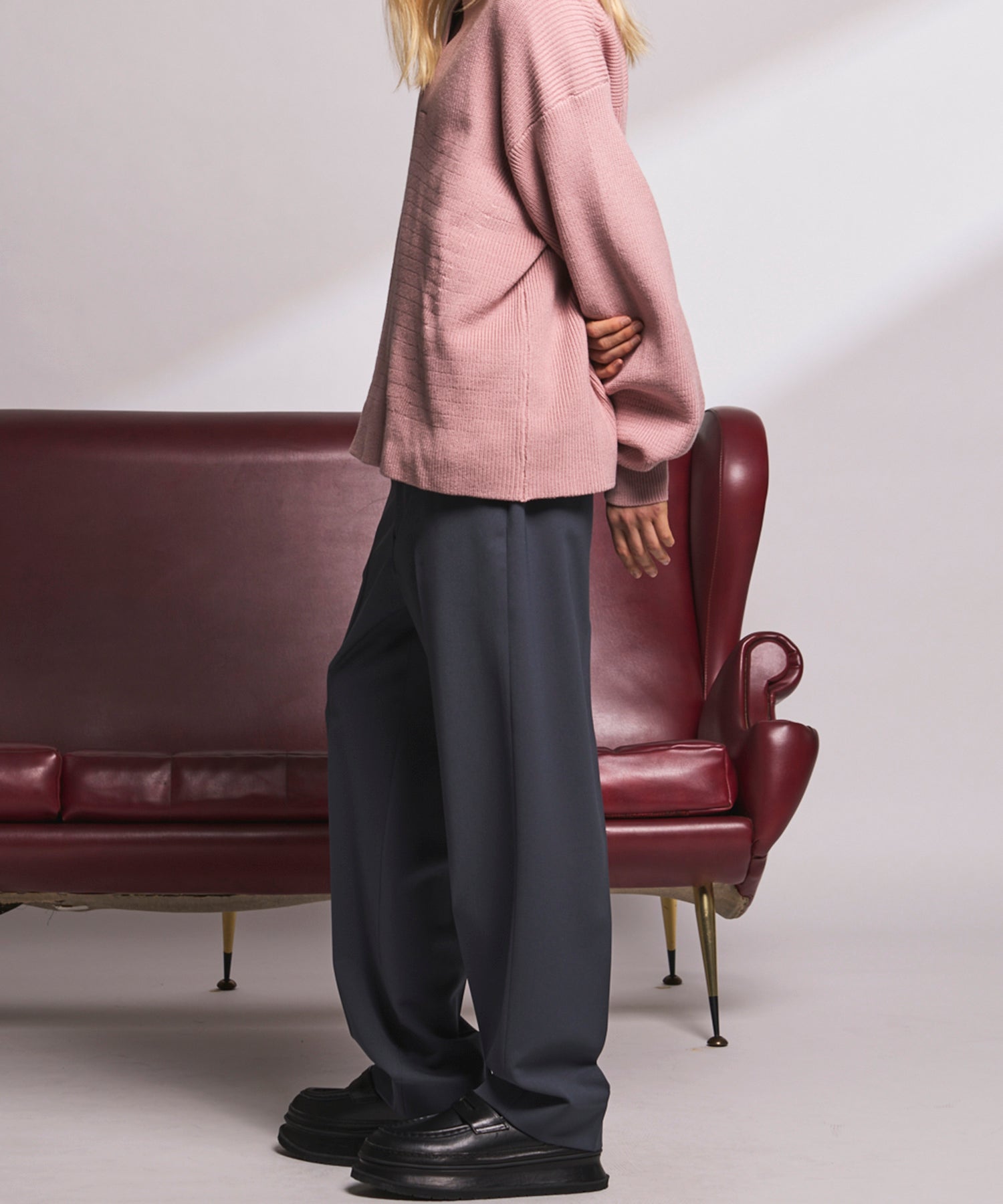 4 Colors Chambray Washable Wool Peaked Lapel Double Breasted Jacket