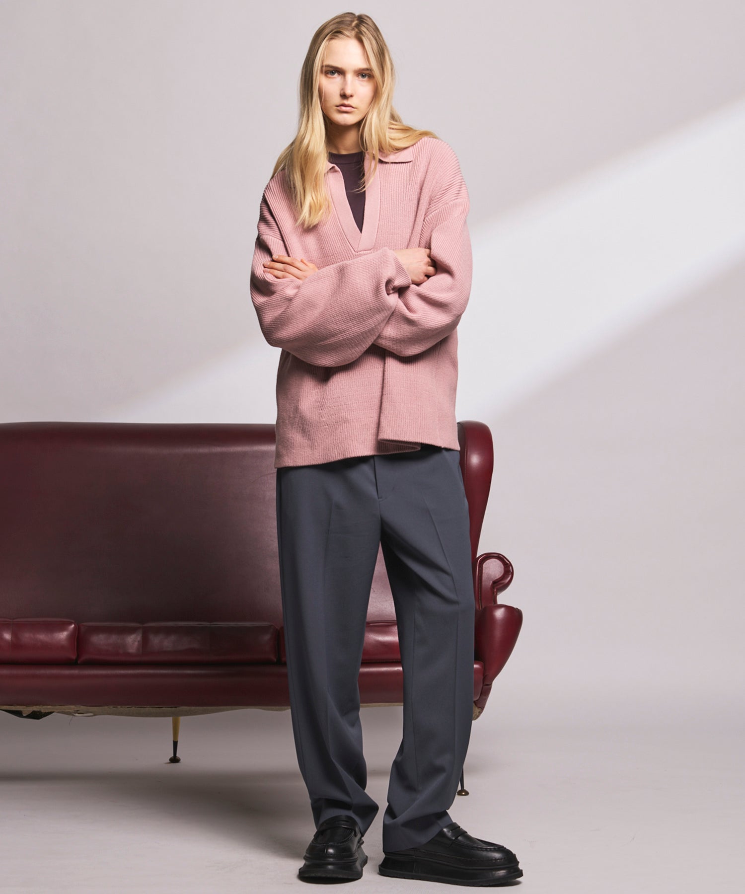 4 Colors Chambray Washable Wool Peaked Lapel Double Breasted Jacket