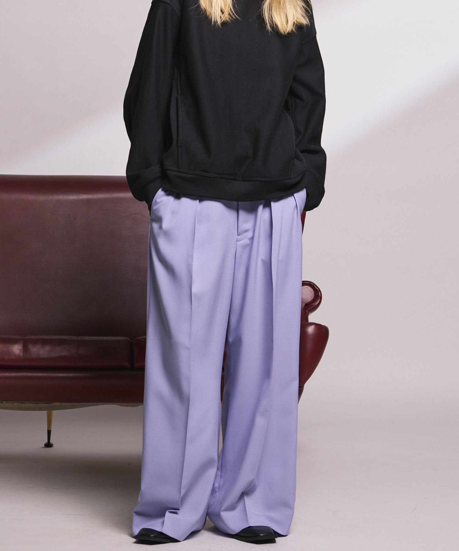 4 Colors Chambray Washable Wool Peaked Lapel Double Breasted Jacket