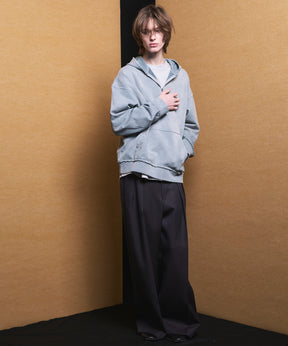 4 Colors Chambray Washable Wool Prime-Wide Two Tuck Wide Pants