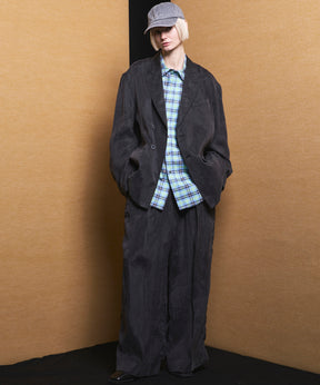 4 Colors Chambray Washable Wool Peaked Lapel Double Breasted Jacket