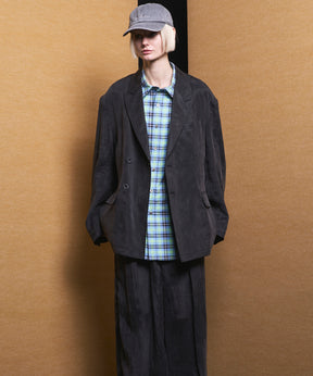 4 Colors Chambray Washable Wool Peaked Lapel Double Breasted Jacket