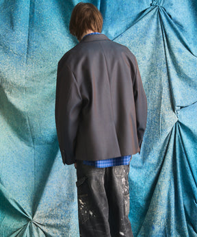 4 Colors Chambray Washable Wool Prime-Over Peaked Lapel Double Breasted Jacket