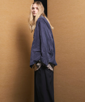 4 Colors Chambray Washable Wool Peaked Lapel Double Breasted Jacket