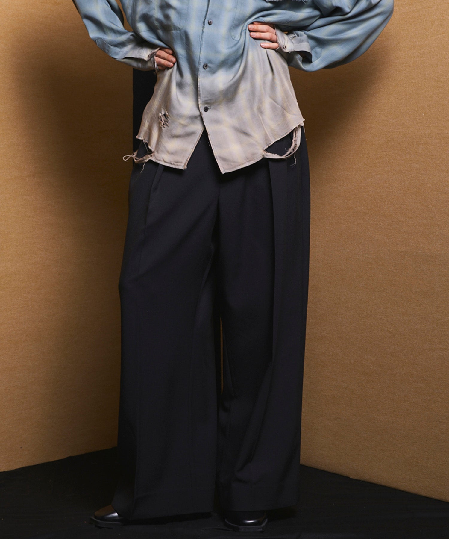 4 Colors Chambray Washable Wool Peaked Lapel Double Breasted Jacket