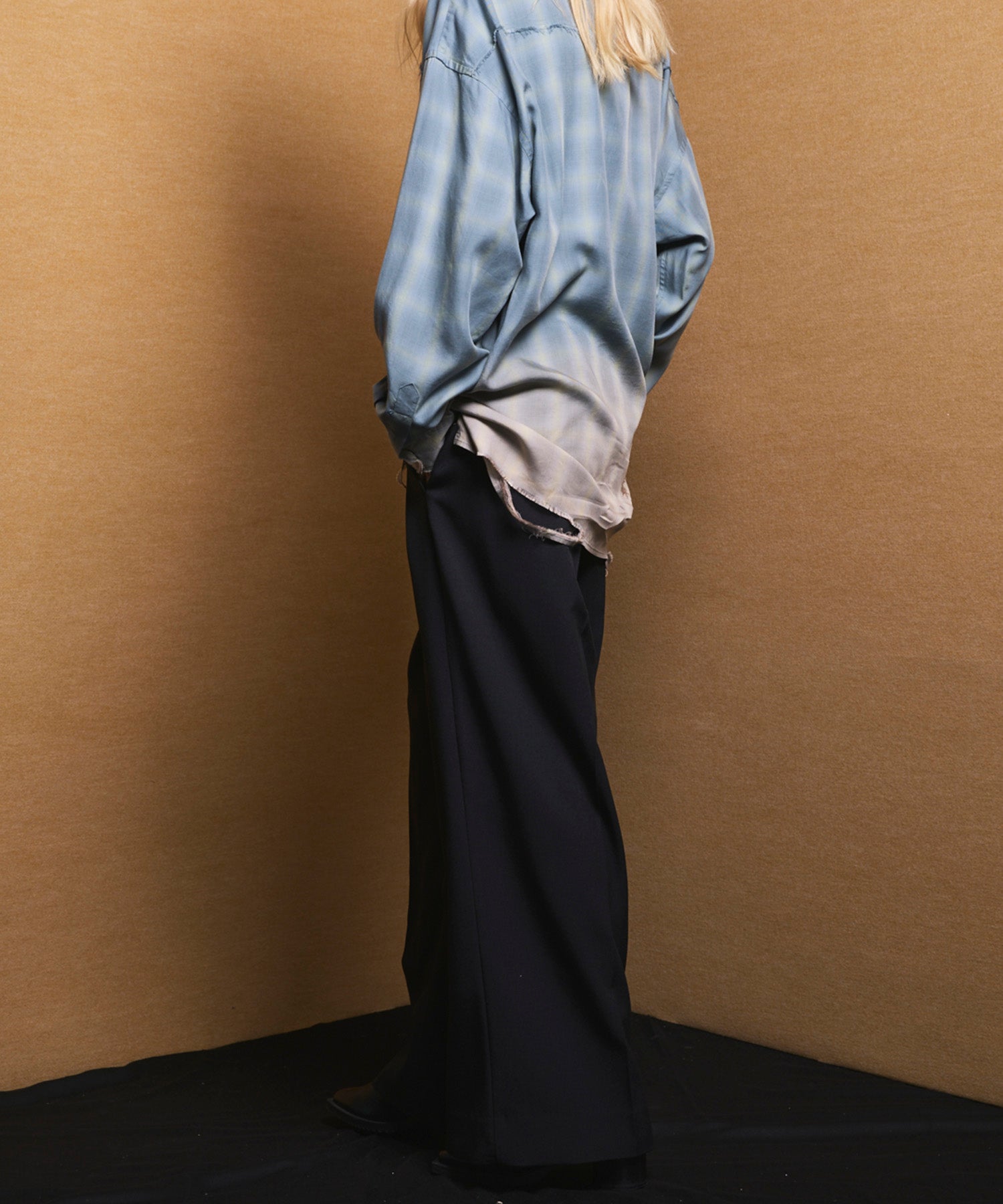 4 Colors Chambray Washable Wool Peaked Lapel Double Breasted Jacket