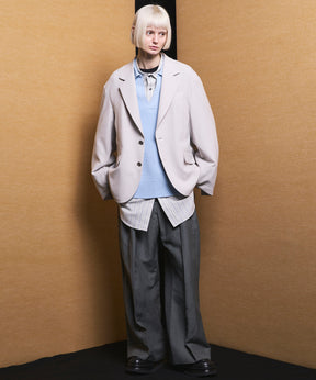 4 Colors Chambray Washable Wool Peaked Lapel Double Breasted Jacket