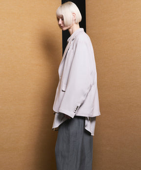 4 Colors Chambray Washable Wool Peaked Lapel Double Breasted Jacket