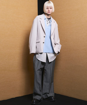 4 Colors Chambray Washable Wool Peaked Lapel Double Breasted Jacket