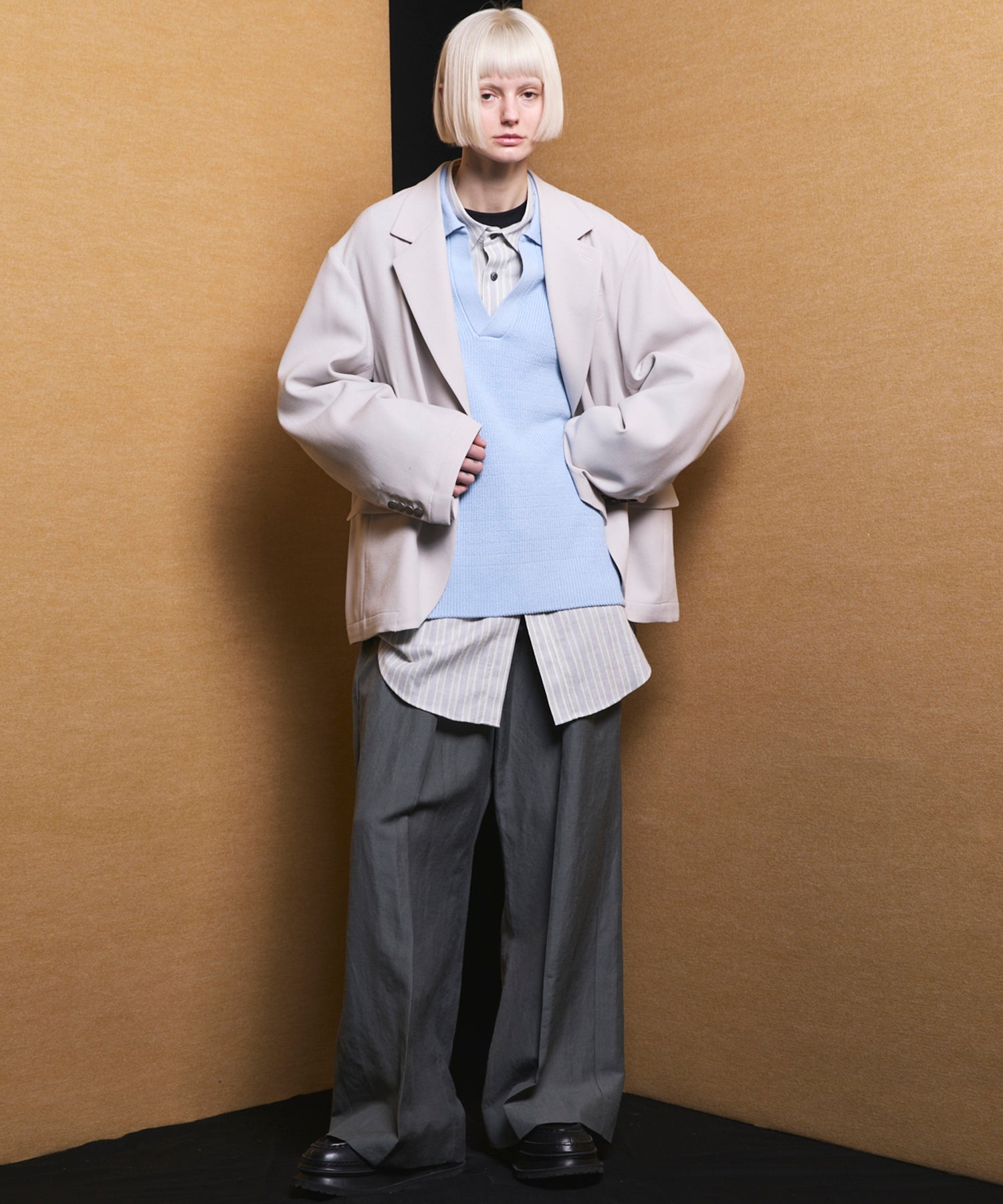 【Italian Dead Stock Fabric】Prime-Over Maxi Regular Collar Shirts Coat