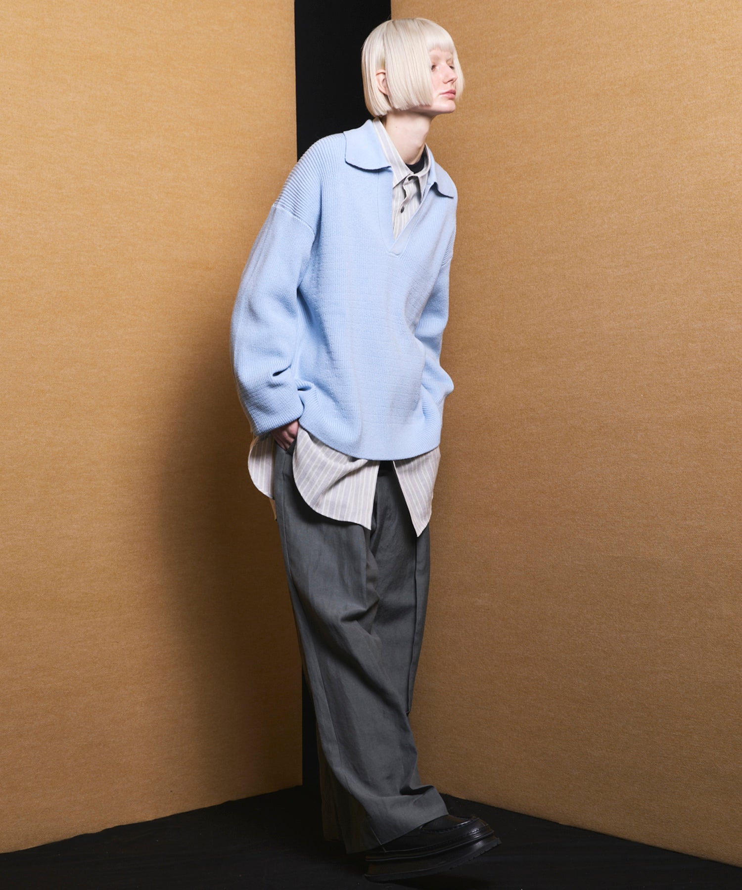 【Italian Dead Stock Fabric】Prime-Over Maxi Regular Collar Shirts Coat