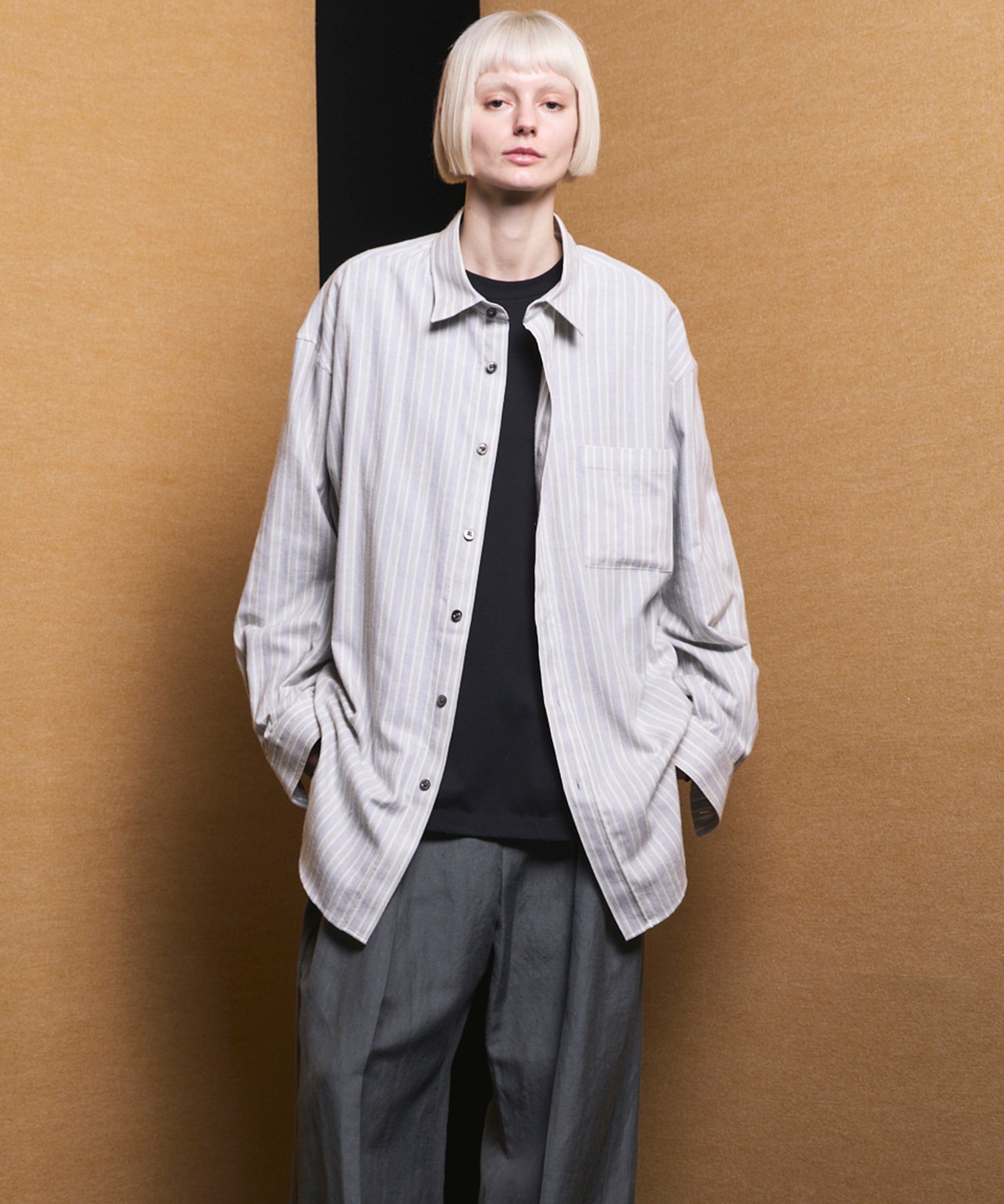 【Italian Dead Stock Fabric】Prime-Over Maxi Regular Collar Shirts Coat