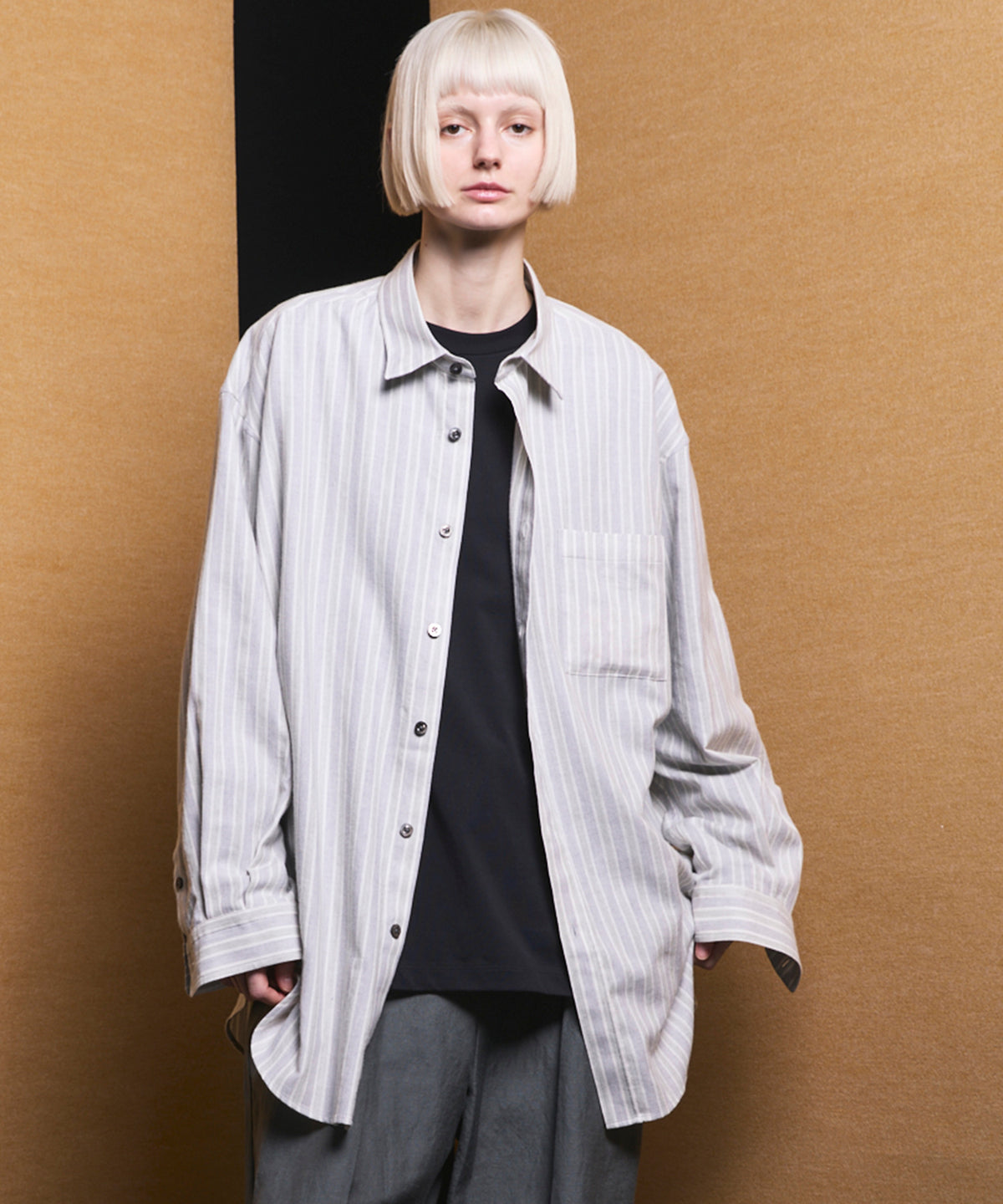 【Italian Dead Stock Fabric】Prime-Over Maxi Regular Collar Shirts Coat