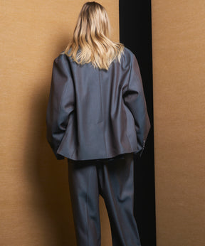 4 Colors Chambray Washable Wool Prime-Over Peaked Lapel Double Breasted Jacket